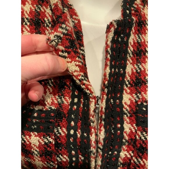 Aryn K Red, Cream & Black Herringbone Boucle Blazer, Size Medium, NWT! - Picture 4 of 10